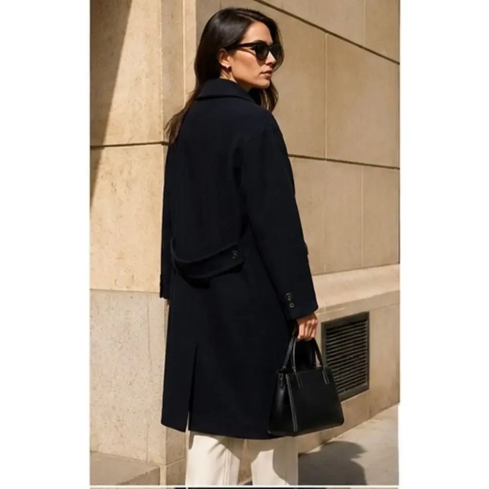 Nwt Dsquared2 Drop Shoulder Coat Midnight Blue Wool Blend Coat Us 4 — image 2 of 8